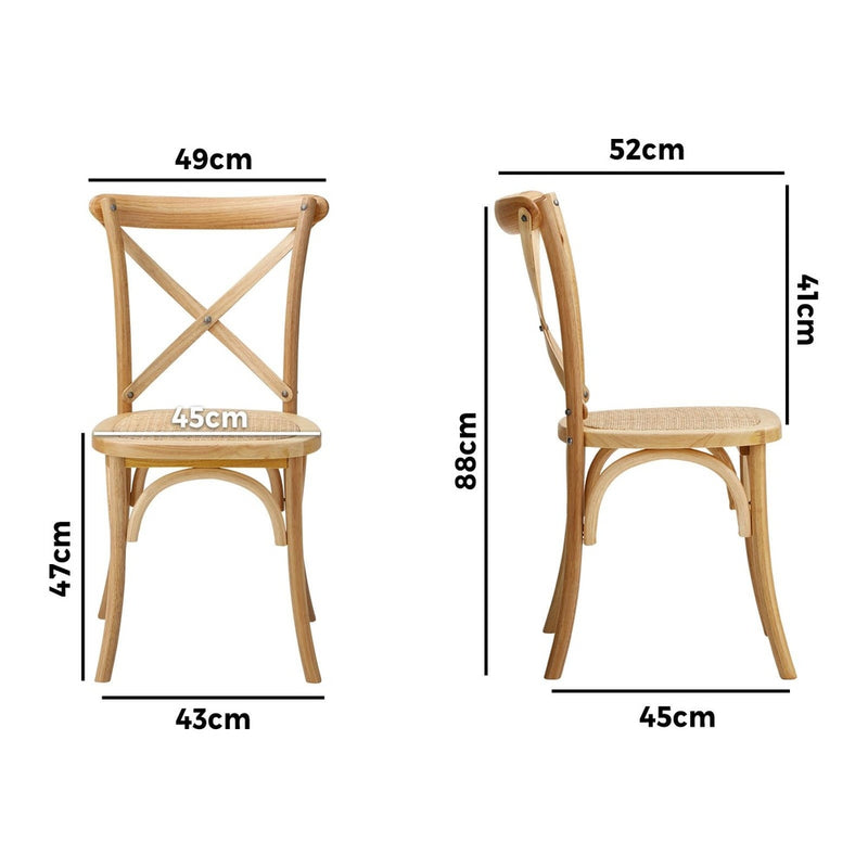 Oikiture 4PCS Crossback Dining Chair Ratan Seat Natural