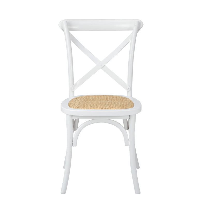 Oikiture 4PCS Crossback Dining Chair Ratan Seat White
