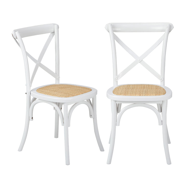 Oikiture 6PCS Crossback Dining Chair Ratan Seat White