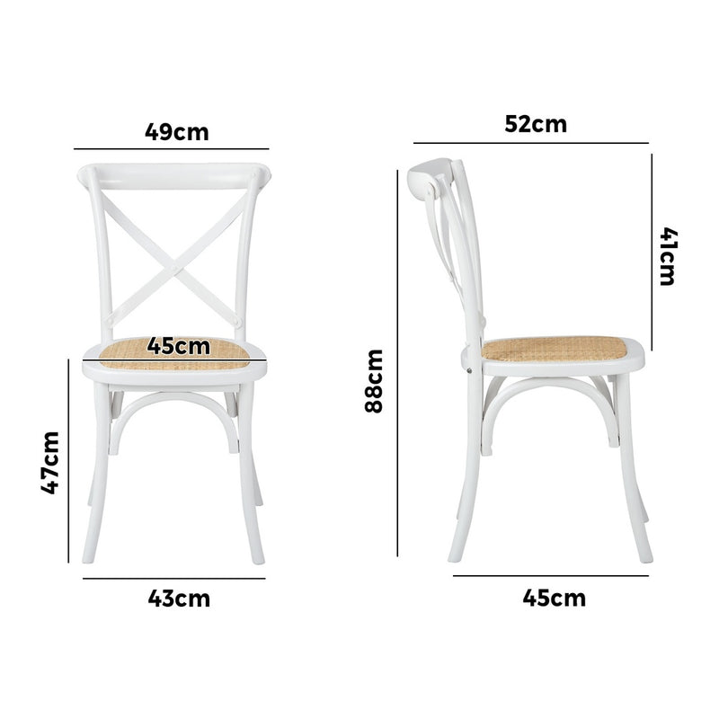 Oikiture 6PCS Crossback Dining Chair Ratan Seat White