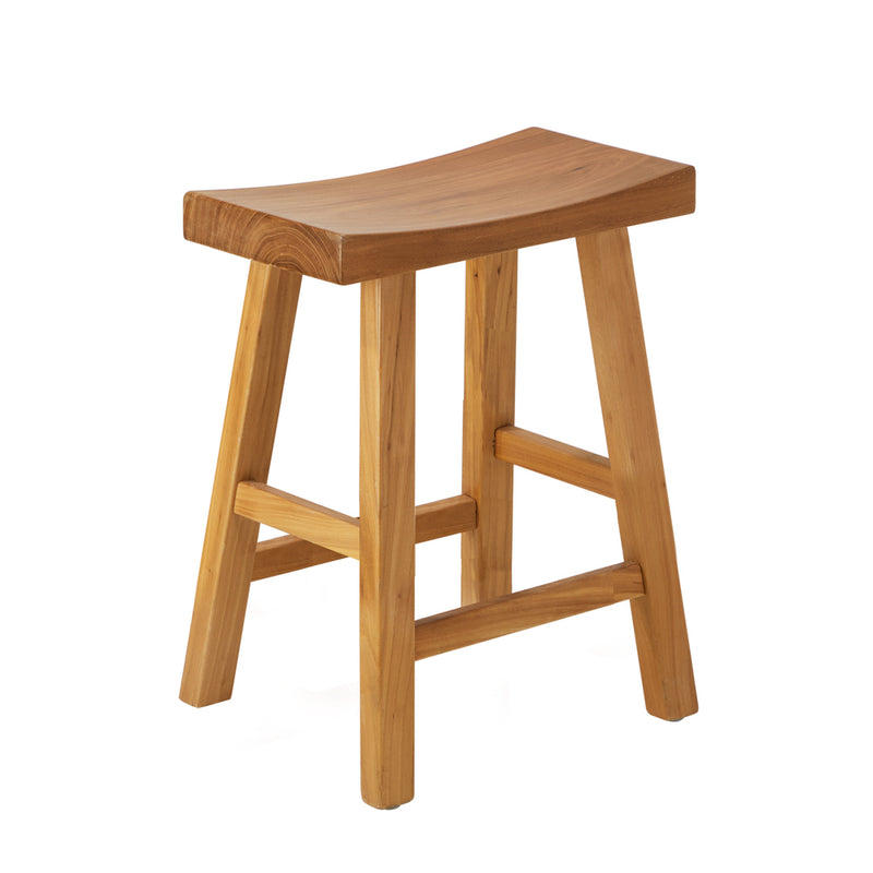 Oikiture Elm Wood Stool Kitchen Dining Seat Natural Timber