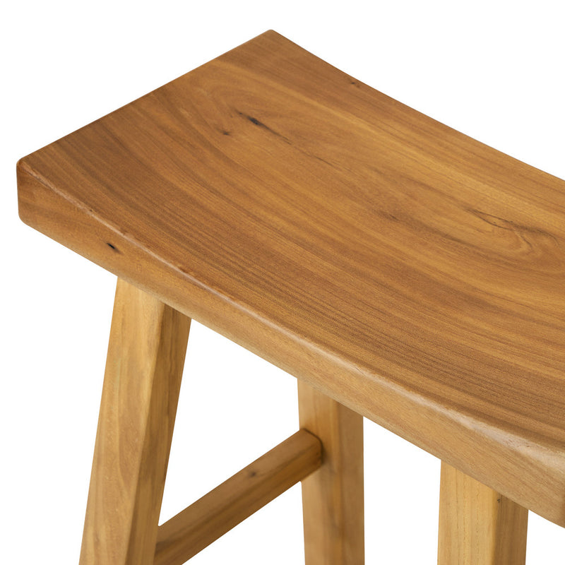 Oikiture Elm Wood Stool Kitchen Dining Seat Natural Timber