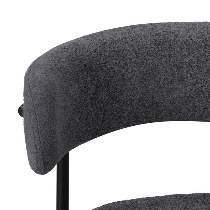 Oikiture 4x Dining Chair Round Boucle Backrest Dark Grey