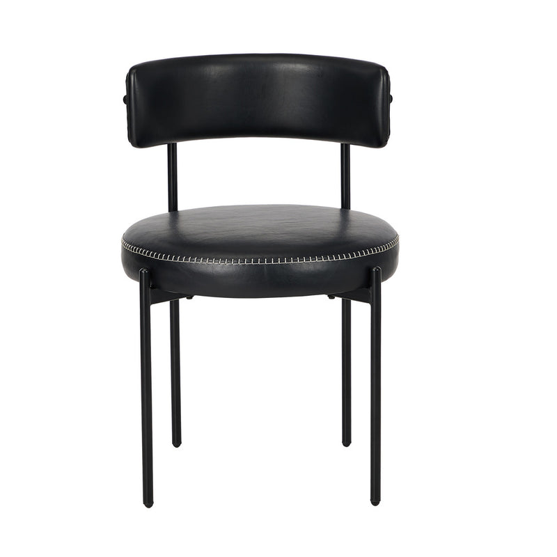 Oikiture 2x Dining Chair Round Leather Black