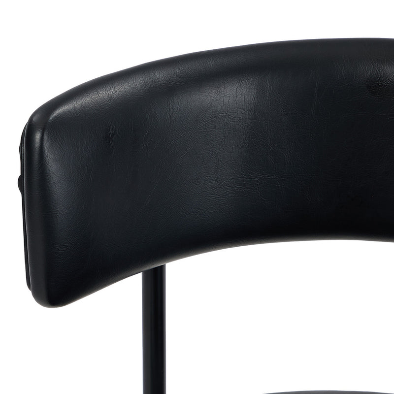Oikiture 2x Dining Chair Round Leather Black