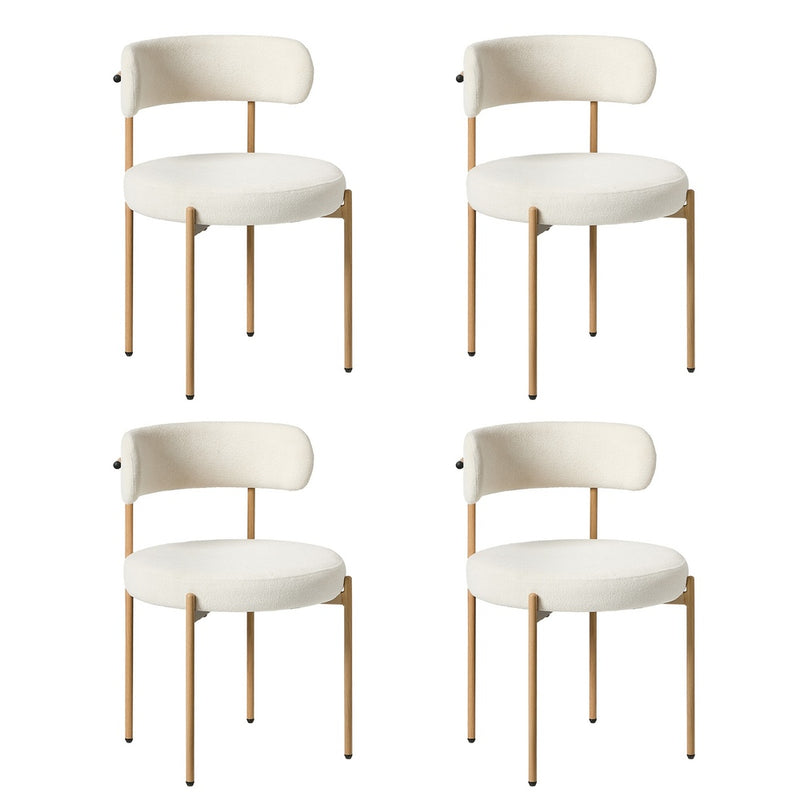Oikiture 4x Dining Chair Boucle Kitchen Lounge Seats White & Natural