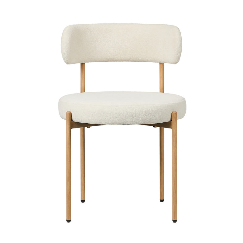 Oikiture 6x Dining Chair Boucle Kitchen Lounge Seats White & Natural