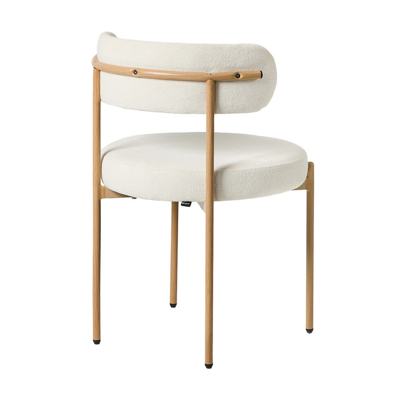 Oikiture 6x Dining Chair Boucle Kitchen Lounge Seats White & Natural