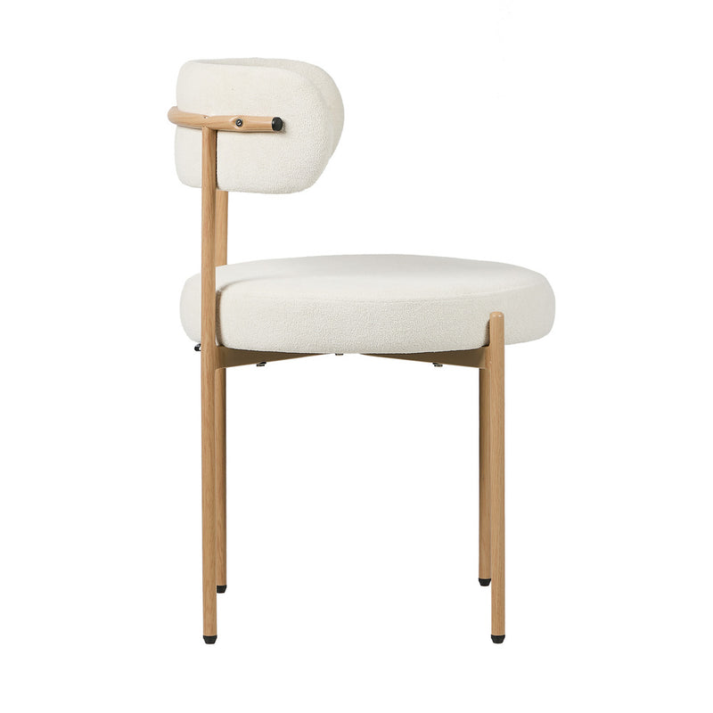 Oikiture 6x Dining Chair Boucle Kitchen Lounge Seats White & Natural