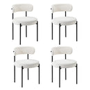Oikiture 4x Dining Chair Round Boucle Backrest White