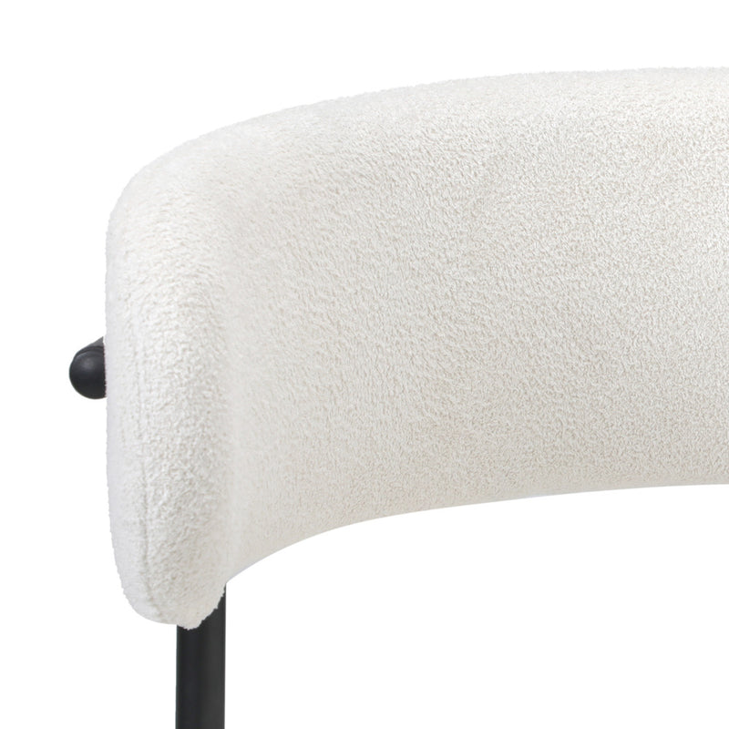 Oikiture 4x Dining Chair Round Boucle Backrest White