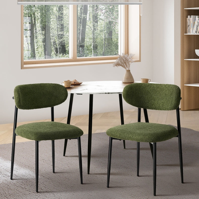 Oikiture 4x Dining Chairs Kitchen Chair Cafe Chair Boucle Black&Green