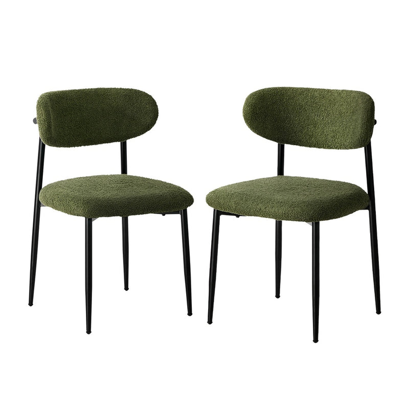 Oikiture 4x Dining Chairs Kitchen Chair Cafe Chair Boucle Black&Green