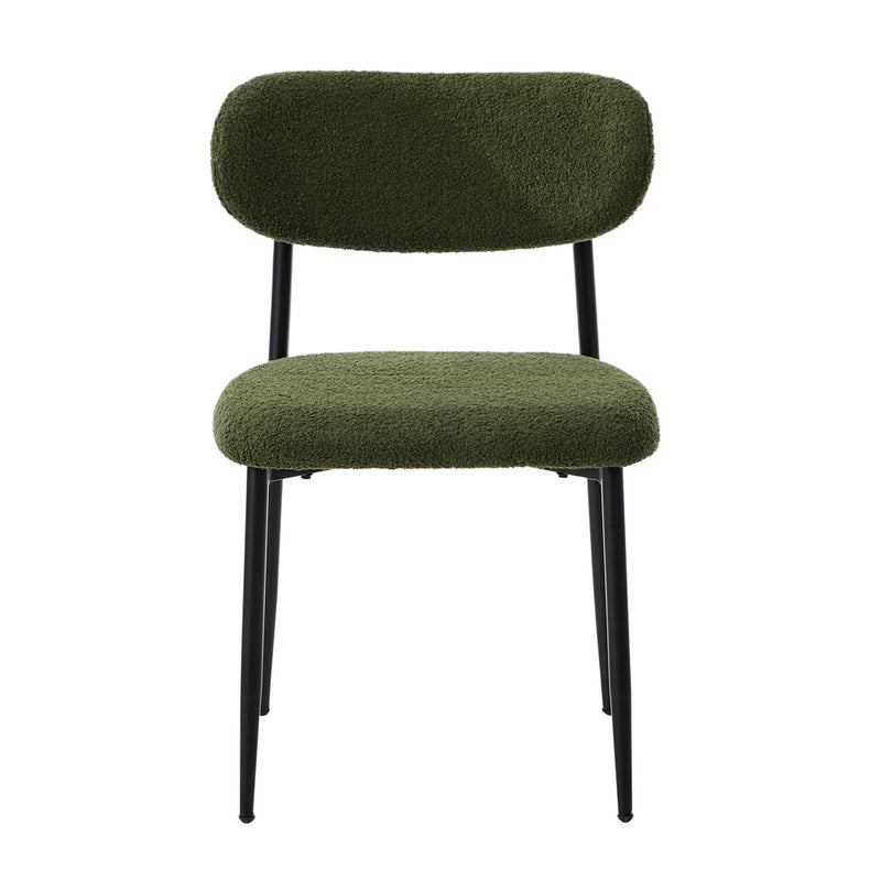 Oikiture 2PCs Velvet Dining Chair Kitchen Padded Seat Design Beige