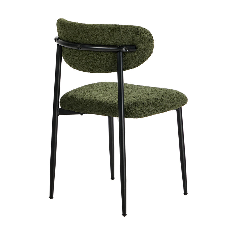Oikiture 2PCs Velvet Dining Chair Kitchen Padded Seat Design Beige