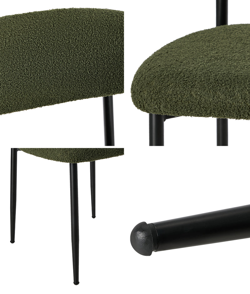 Oikiture 2PCs Velvet Dining Chair Kitchen Padded Seat Design Beige