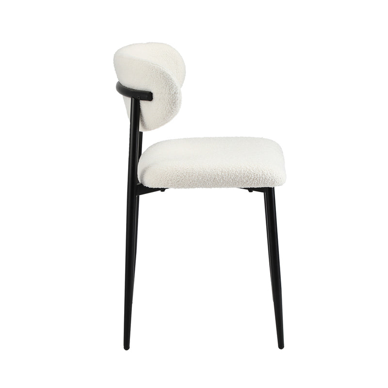 Oikiture 2x Dining Chairs Boucle Black and White