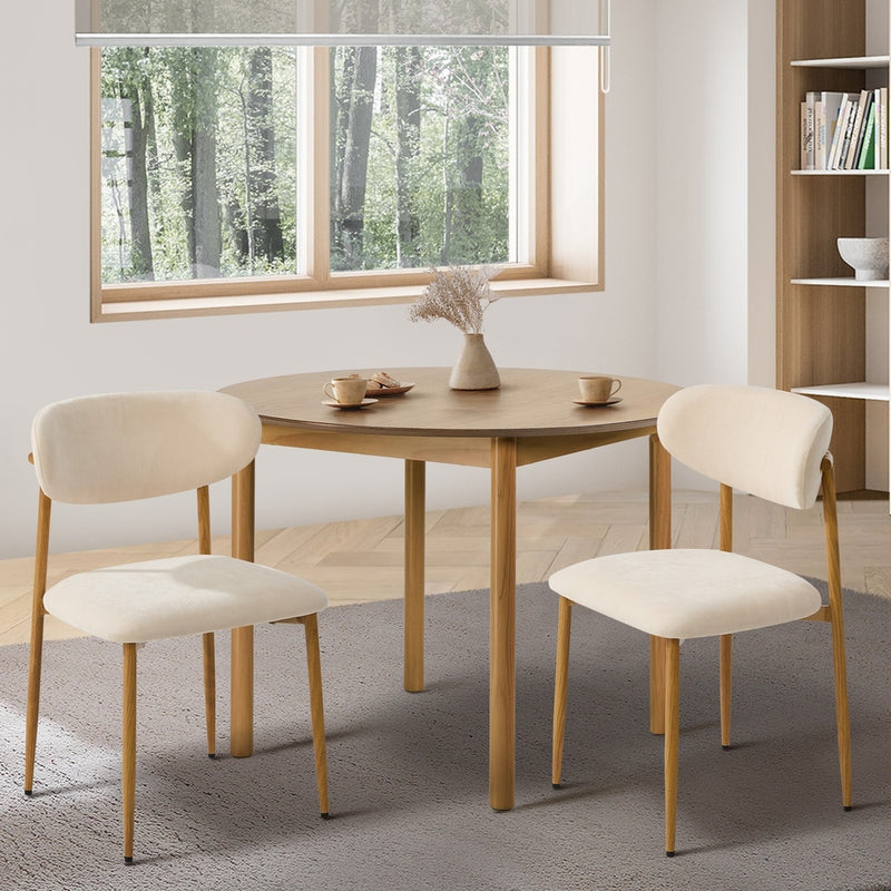Oikiture 2x Dining Chairs Kitchen Lounge Boucle Beige & Natural