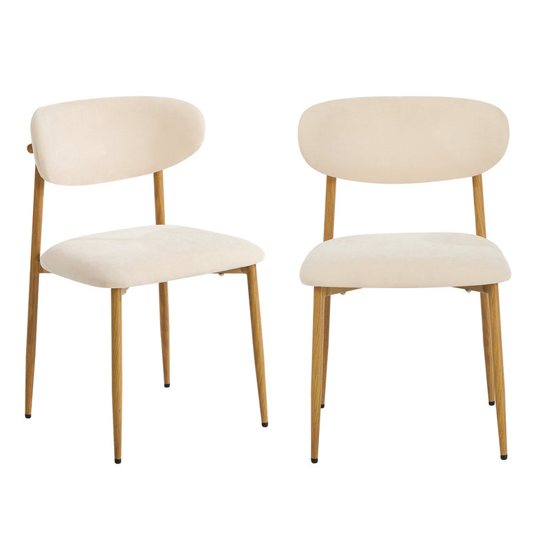 Oikiture 2x Dining Chairs Kitchen Lounge Boucle Beige & Natural