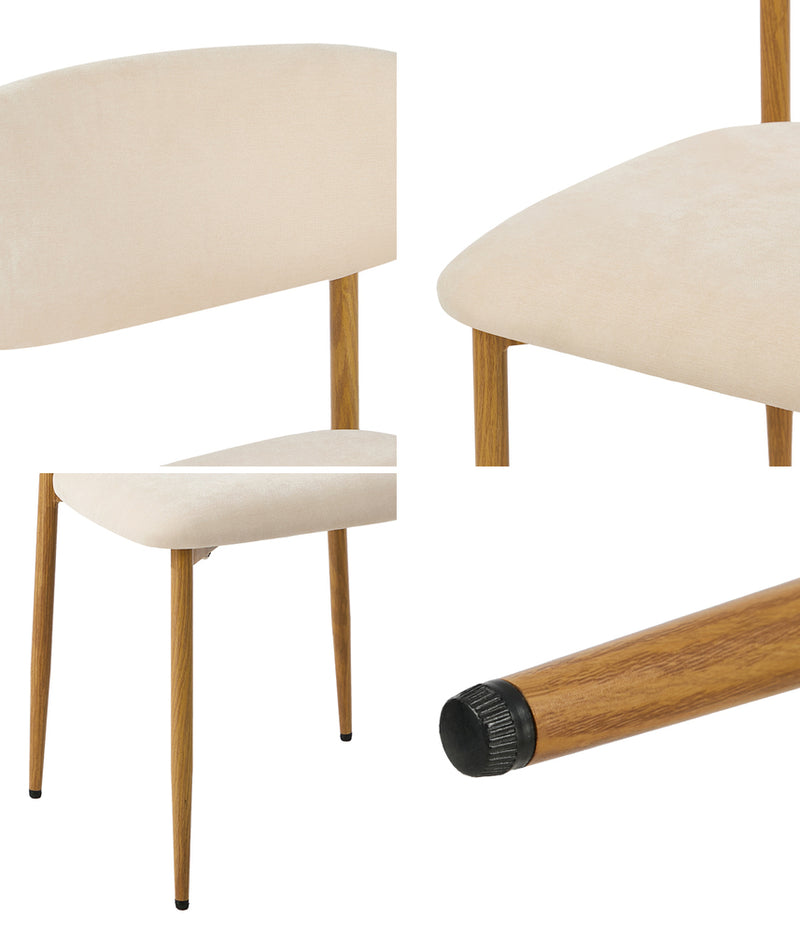 Oikiture 2x Dining Chairs Kitchen Lounge Boucle Beige & Natural