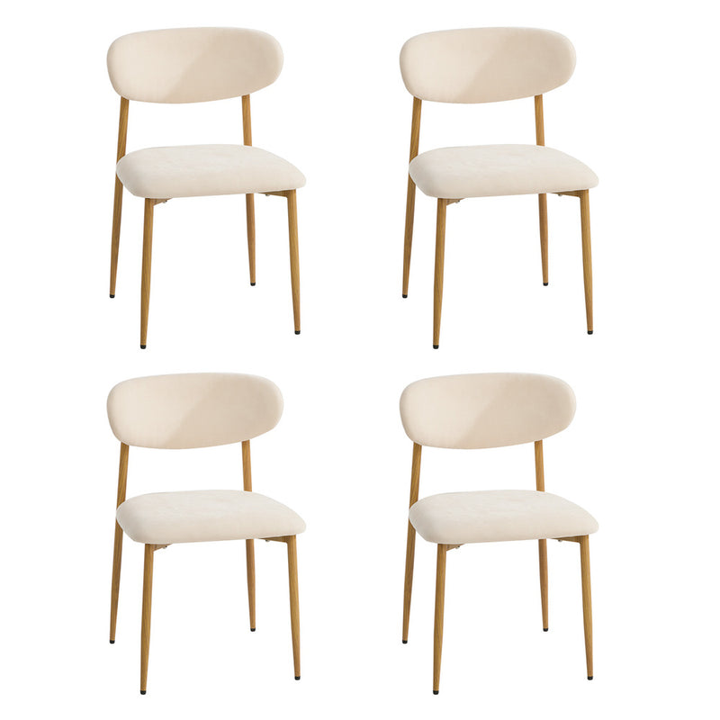 Oikiture 4x Dining Chairs Boucle Beige & Natural