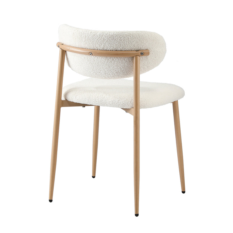 Oikiture 4x Dining Chairs Boucle Fabric Wood&White