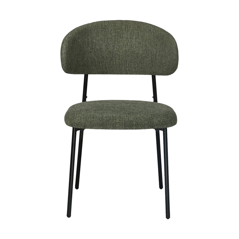 Oikiture 2x Dining Chairs Kitchen Seat Linen Fabric Accent Chair Green