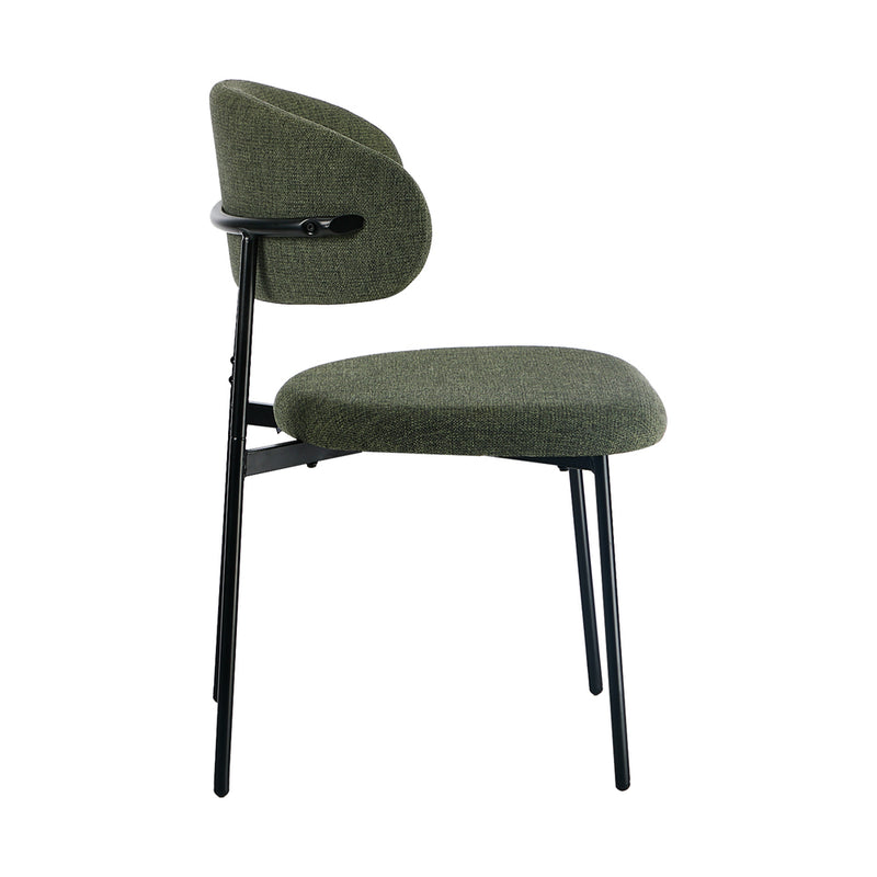 Oikiture 2x Dining Chairs Kitchen Seat Linen Fabric Accent Chair Green