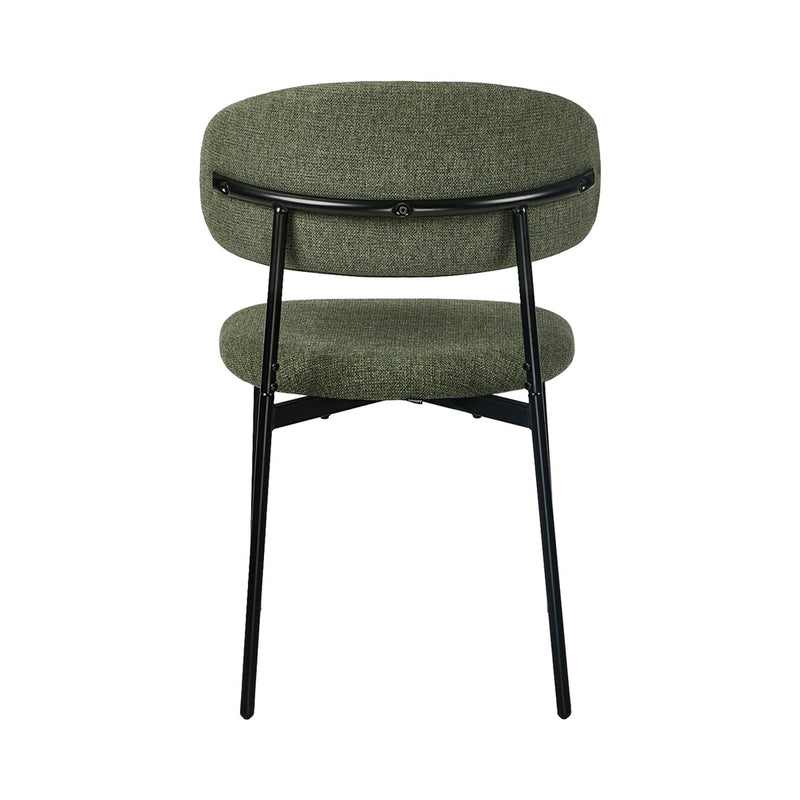 Oikiture 2x Dining Chairs Kitchen Seat Linen Fabric Accent Chair Green