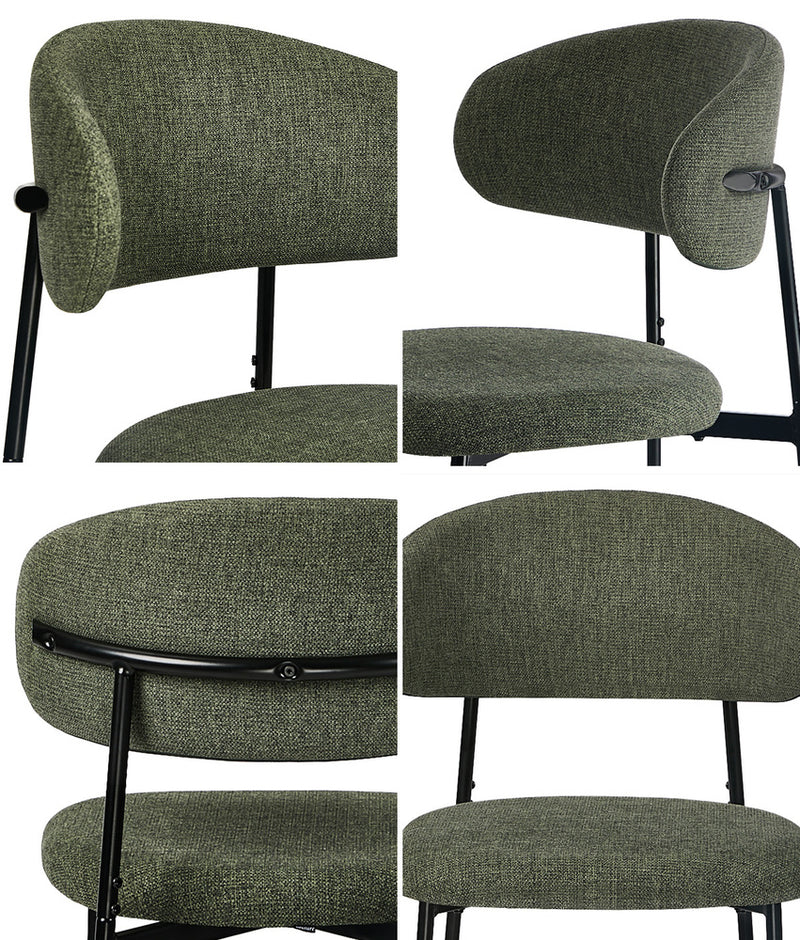 Oikiture 2x Dining Chairs Kitchen Seat Linen Fabric Accent Chair Green