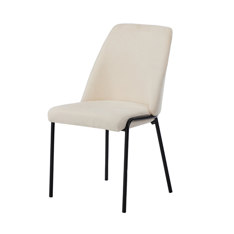 Oikiture Set of 2 Dining Chairs Chenille Fabric Padded Seat Beige