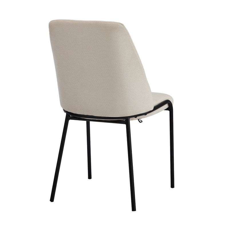 Oikiture Set of 2 Dining Chairs Chenille Fabric Padded Seat Beige