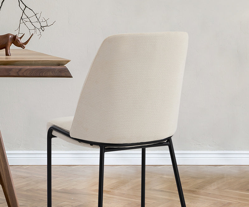 Oikiture Set of 2 Dining Chairs Chenille Fabric Padded Seat Beige