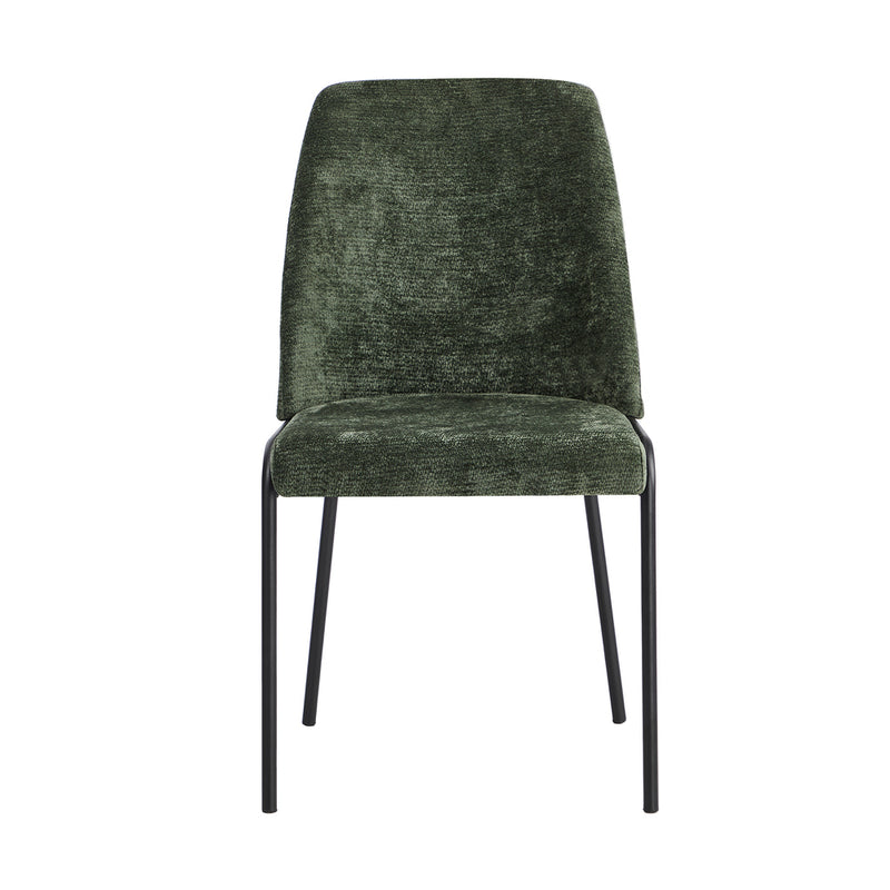 Oikiture Set of 2 Dining Chairs Chenille Fabric Padded Seat Green