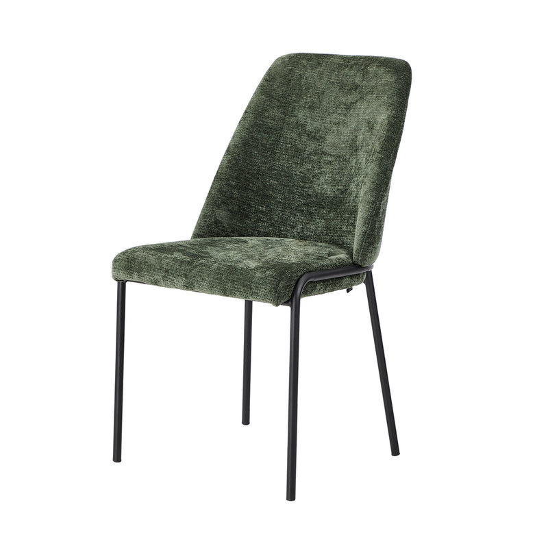 Oikiture Set of 2 Dining Chairs Chenille Fabric Padded Seat Green