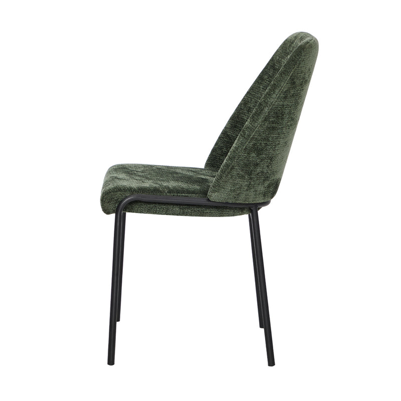 Oikiture Set of 2 Dining Chairs Chenille Fabric Padded Seat Green