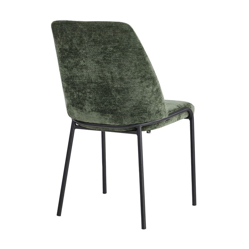 Oikiture Set of 2 Dining Chairs Chenille Fabric Padded Seat Green