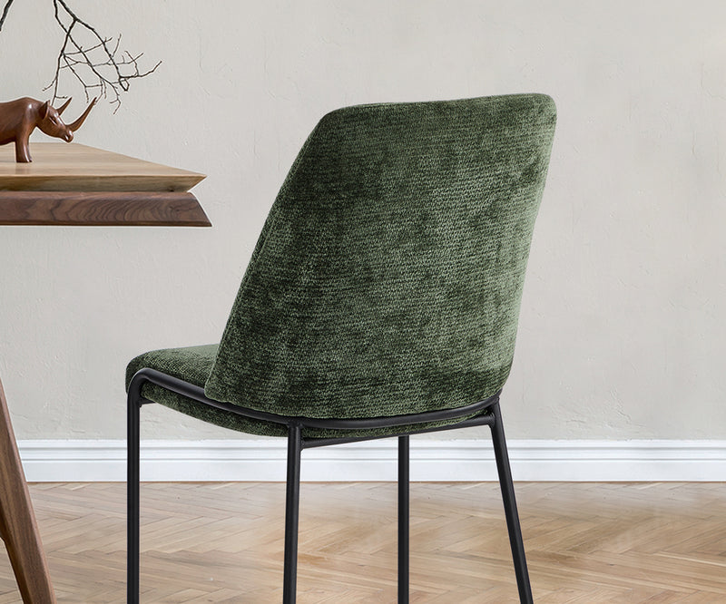 Oikiture Set of 2 Dining Chairs Chenille Fabric Padded Seat Green