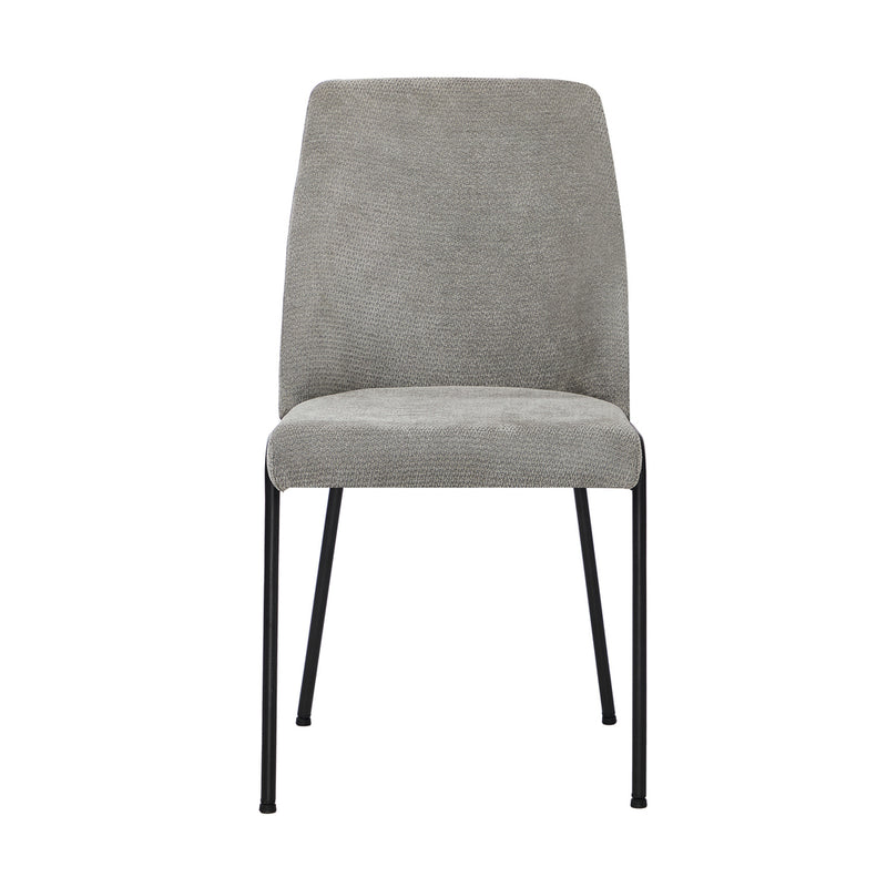 Oikiture Set of 2 Dining Chairs Chenille Fabric Padded Seat Grey