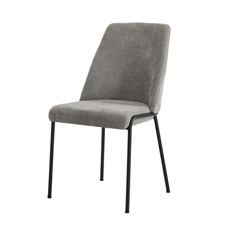Oikiture Set of 2 Dining Chairs Chenille Fabric Padded Seat Grey