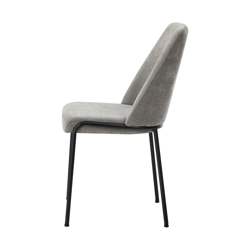 Oikiture Set of 2 Dining Chairs Chenille Fabric Padded Seat Grey