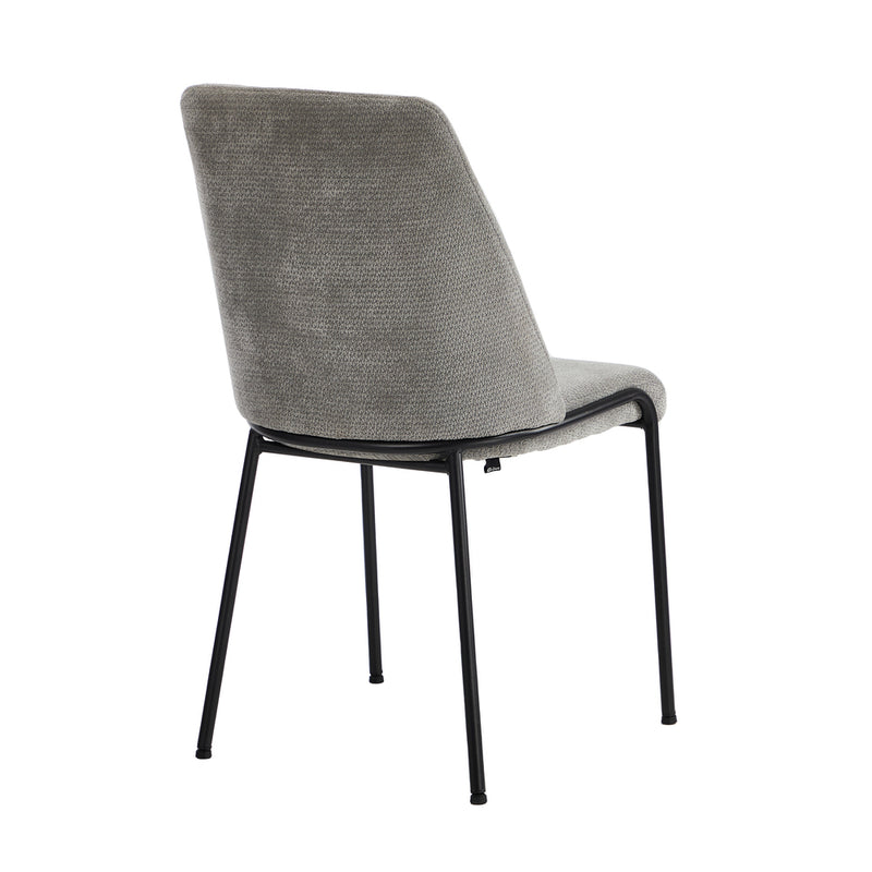 Oikiture Set of 2 Dining Chairs Chenille Fabric Padded Seat Grey