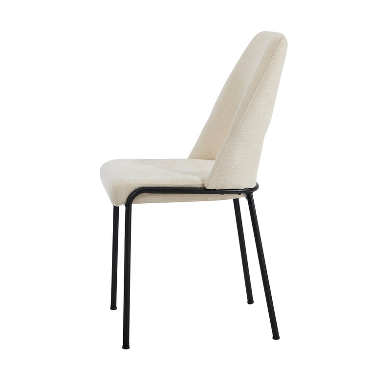 Oikiture 2x Dining Chairs Chenille Fabric Kitchen Side Chair Beige