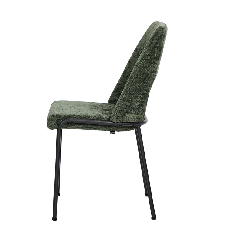Oikiture 2x Dining Chairs Chenille Fabric Kitchen Side Chair Green