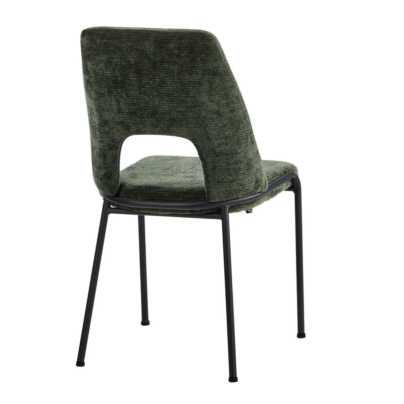 Oikiture 2x Dining Chairs Chenille Fabric Kitchen Side Chair Green
