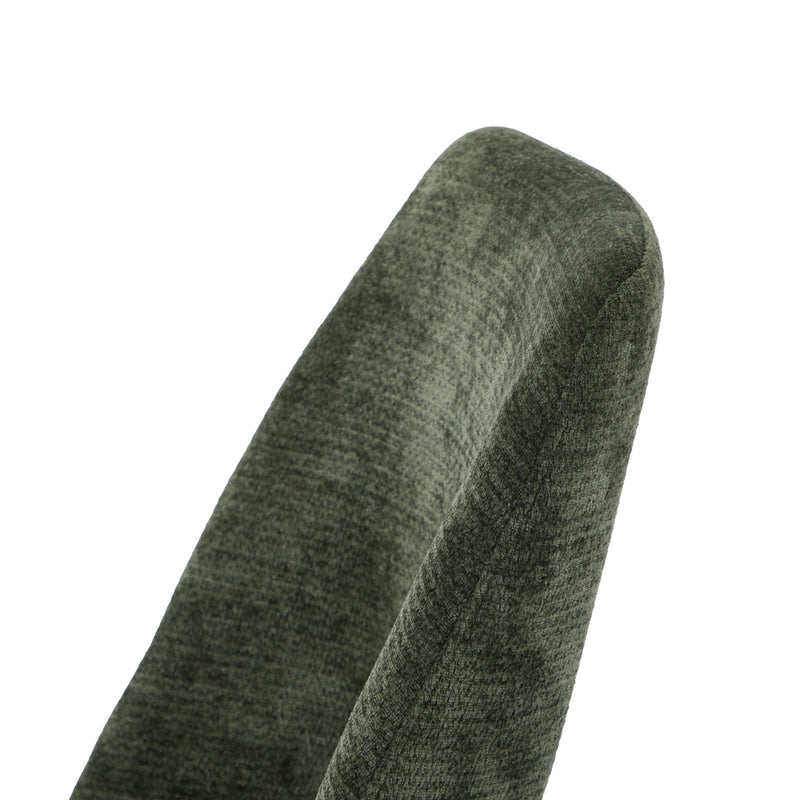 Oikiture 2x Dining Chairs Chenille Fabric Kitchen Side Chair Green