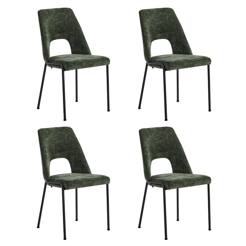 Oikiture 4x Dining Chairs Chenille Fabric Kitchen Side Chair Green