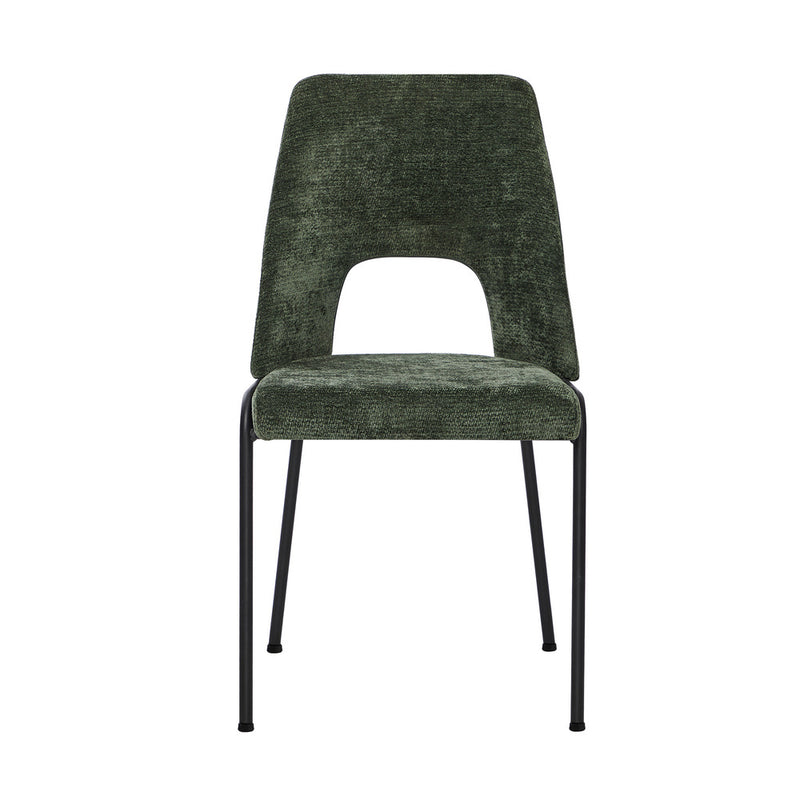 Oikiture 4x Dining Chairs Chenille Fabric Kitchen Side Chair Green