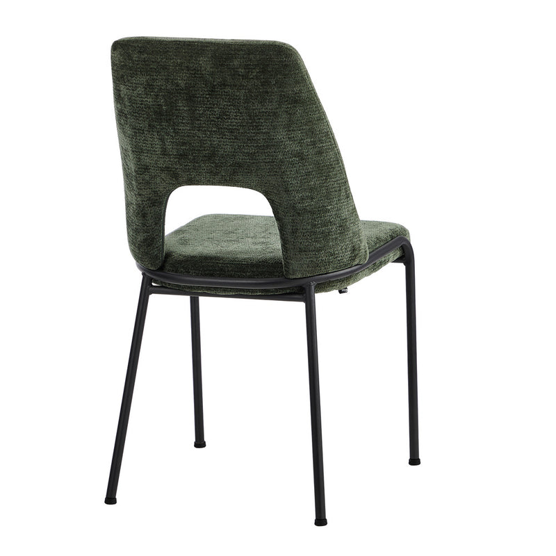 Oikiture 4x Dining Chairs Chenille Fabric Kitchen Side Chair Green