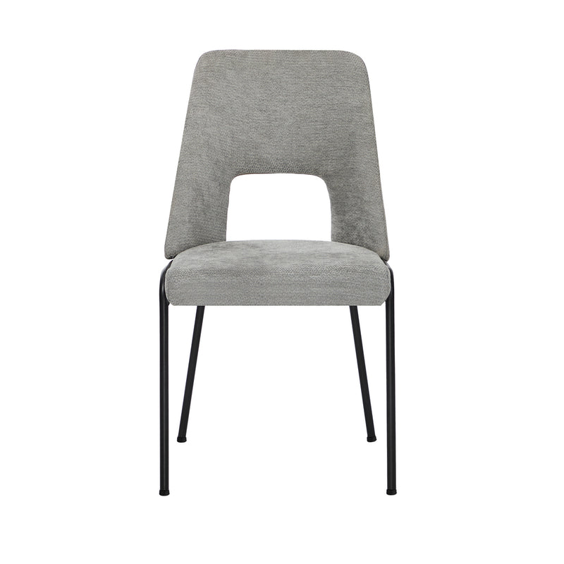 Oikiture 2x Dining Chairs Chenille Fabric Kitchen Side Chair Grey